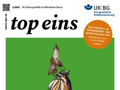 Titelblatt der Ausgabe 01/2025 des Magazins top eins für Führungskräfte im Öffentlichen Dienst