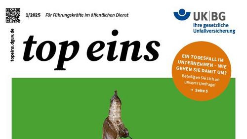 Titelblatt der Ausgabe 01/2025 des Magazins top eins für Führungskräfte im Öffentlichen Dienst