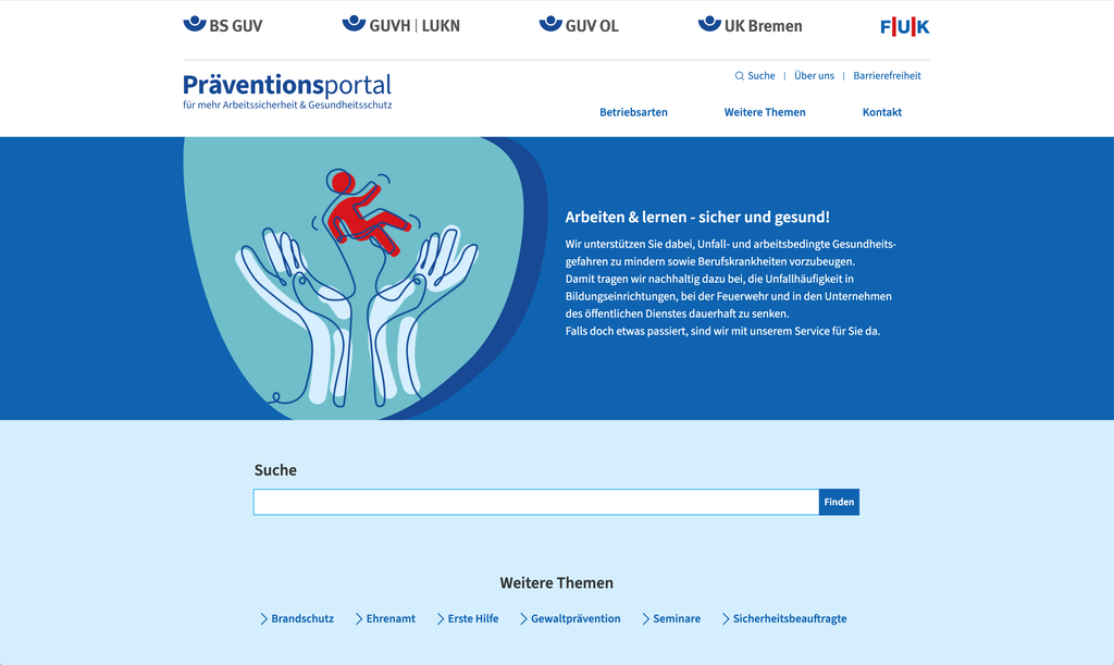 Startseite des Präventionsportals