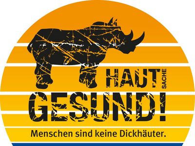 Rhino mit Text zum UV - Schutz Hautsache Gesund!