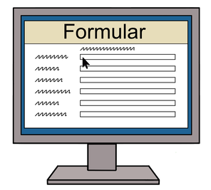 Grafik eines Bildschirmes, auf dem ein Formular zu sehen ist.